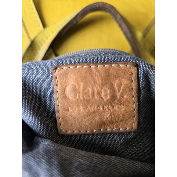 Clare V Womens Leather Marcelle Backpack Yellow Anthropologie Sunshine Rustic - Picture 9 of 12